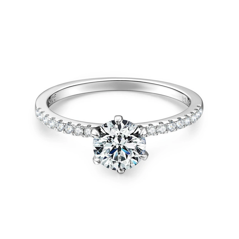 1 Carat Moissanite Engagement Ring – 6 prong solitaire in sterling silver by Mireli Jewelry – elegant gift for her