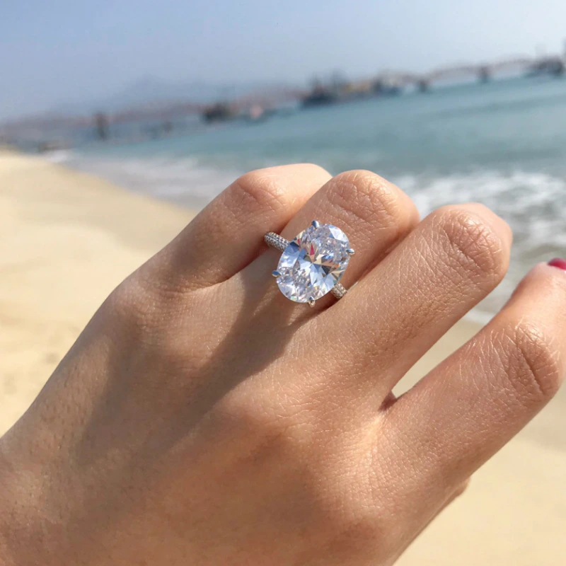5 Carat Oval Moissanite Engagement Ring for Women in Vintage S925 Sterling Silver – Timeless Gift by Mireli Jewelry