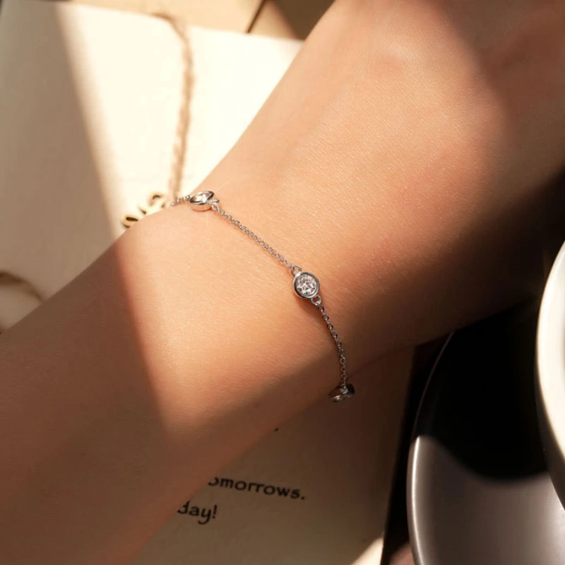 Minimalist Lab Grown Diamond Bracelet in 18K Gold Plated S925 Sterling Silver | Elegant Jewelry for Women by Mireli Jewelry