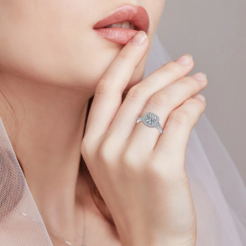 Aurora Cushion Halo Moissanite Ring – Trendy Jewelry for US, UK, EU and Global Lovers by Mireli Jewelry