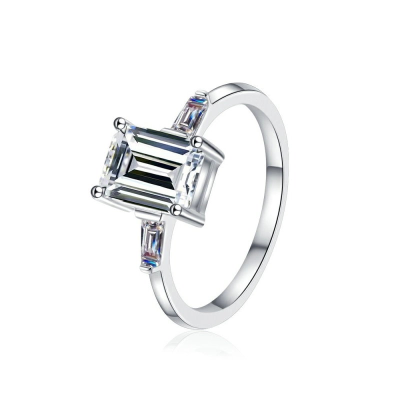 2CT emerald cut moissanite engagement ring for women in S925 sterling silver – elegant gift idea | Mireli Jewelry