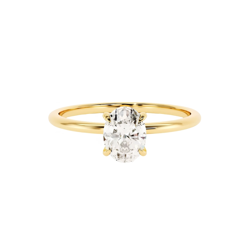 Minimalist gold oval moissanite ring for women with 4-prong S925 band – ideal gift from Mireli Jewelry