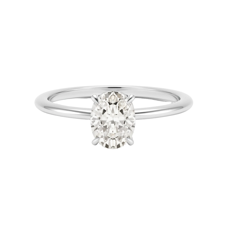 Silver Glow Oval Moissanite Ring for Women – 1CT to 5CT 4-Prong Minimalist Design in 18K White Gold Plated S925 Silver | Mireli Jewelry