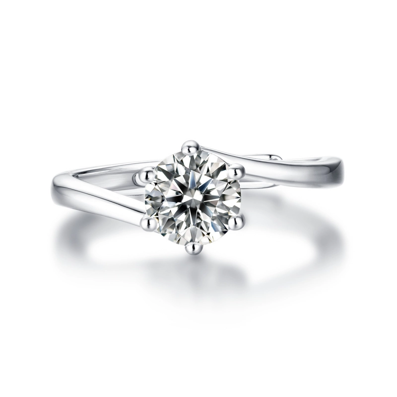 1–3 Carat Adjustable Moissanite Solitaire Ring in 925 Sterling Silver – Six-Prong Romantic Gift for Her