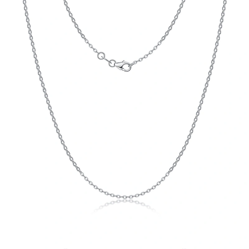 18K white gold plated sterling silver chain necklace for women – thin elegant link chain minimalist jewelry by Mireli