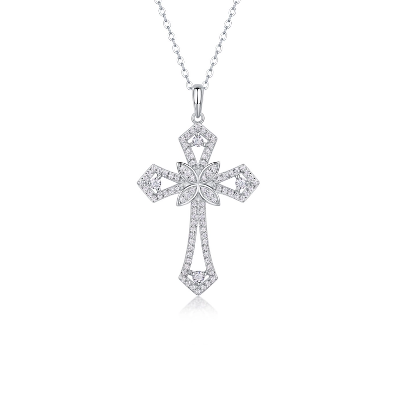 Celestial Grace Moissanite Cross Necklace in Sparkling 925 Sterling Silver – Elegant Faith-Inspired Jewelry for Women Celestial Grace Moissanite Cross Necklace in Sparkling 925 Sterling Silver – Elegant Faith-Inspired Jewelry for Women