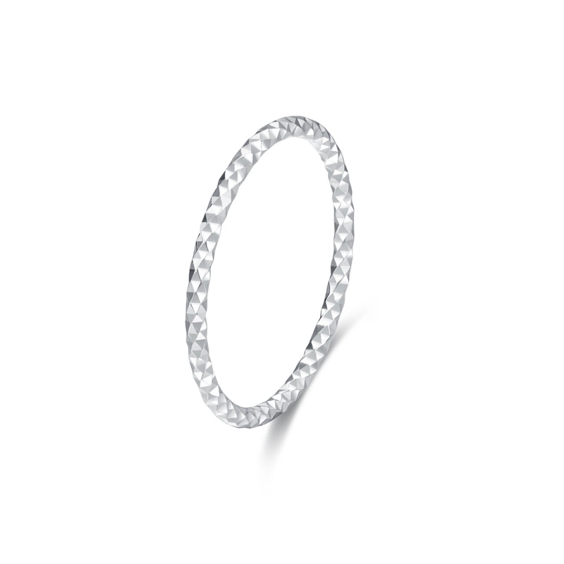 Diamond-cut slim silver stacking ring for women – minimalist S925 sterling silver band by Mireli Jewelry