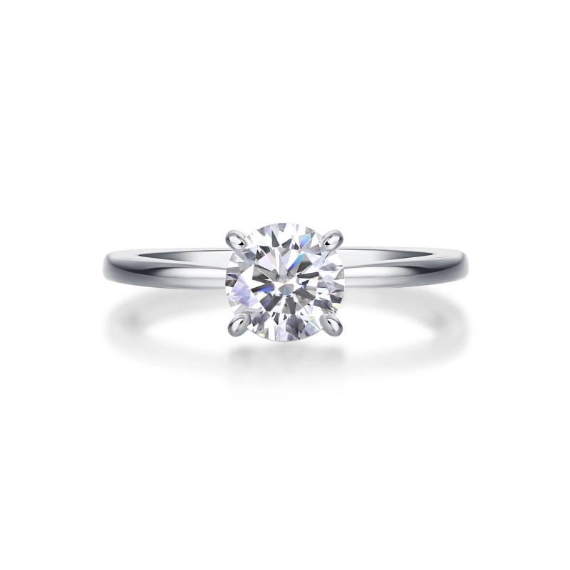 Classic 4 Prong Moissanite Engagement Ring – 1 Carat Solitaire in 925 Sterling Silver, Elegant Gift for Her