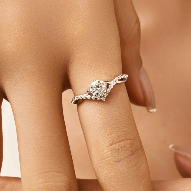Elegant Moissanite Crown Ring with 0.5 Carat D Grade Stone – 925 Sterling Silver Engagement or Promise Gift for Her