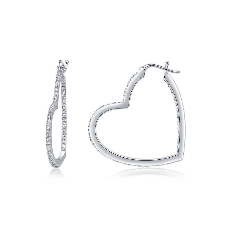 Eternal Heart Moissanite Hoop Earrings – Romantic S925 Sterling Silver Statement Jewelry by Mireli Jewelry