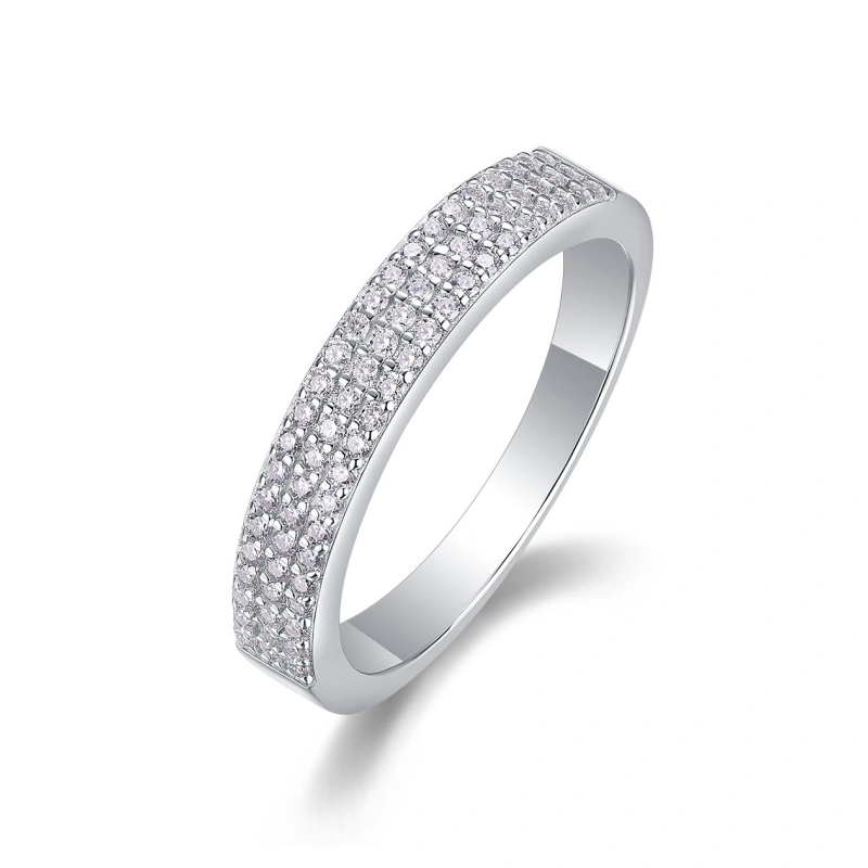 Glam Moissanite Eternity Band in Sterling Silver – Full-Set Ring for Bridal, Anniversary, or Fashion Wear