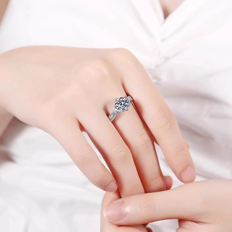 Lustra Moissanite Solitaire Ring – Adjustable 1–3 Carat Statement Ring in 925 Sterling Silver for Women