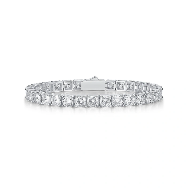 LuxeGlow Moissanite Tennis Bracelet in White Gold Vermeil on S925 Sterling Silver, Unisex Sparkling Fine Jewelry Gift