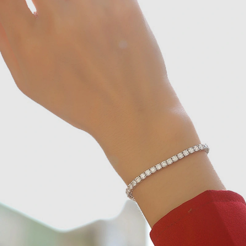 Luxury LuxeGlow Moissanite Tennis Bracelet in White Gold Vermeil on S925 Sterling Silver, Brilliant Cut Sparkle Line for Women and Men