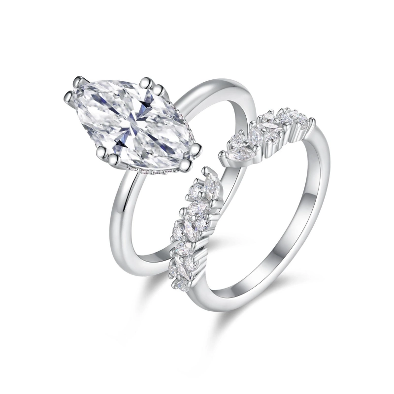 Dainty marquise moissanite stackable ring set in 925 sterling silver – Mireli Jewelry