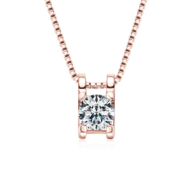 Elegant bull head pendant necklace for women, crafted in 925 sterling silver and plated with 18K rose gold, featuring a moissanite accent – Mireli Jewelry