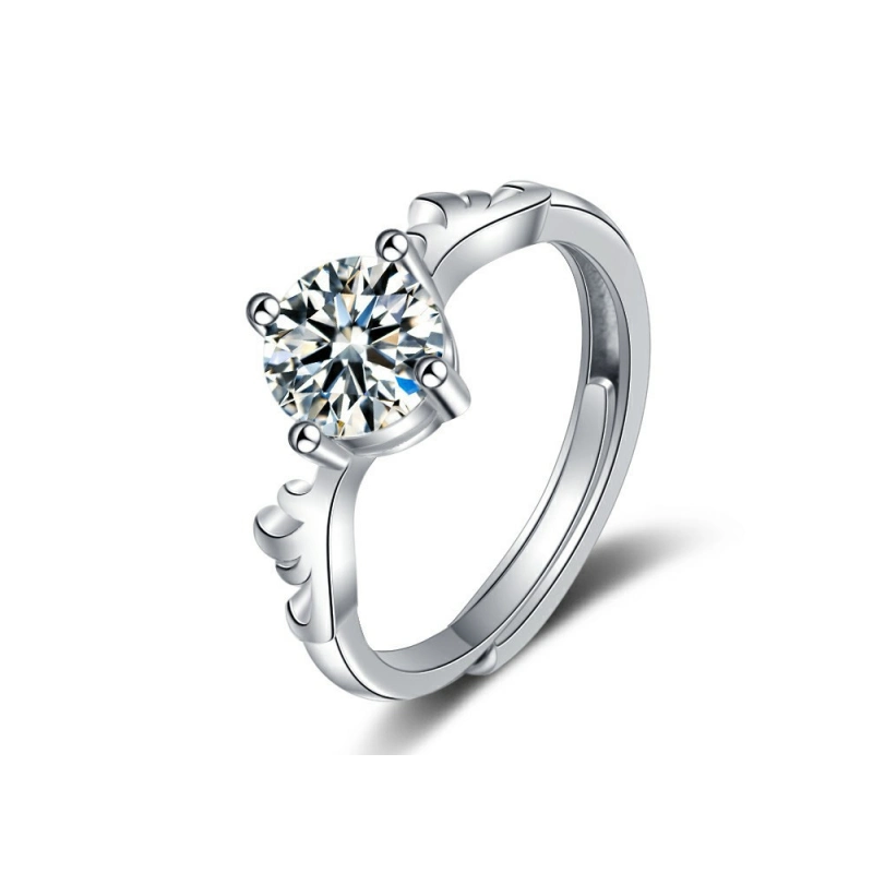 Moissanite antler promise ring in 925 sterling silver with open deer horn design – romantic fine jewelry for her
