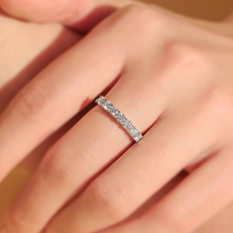 Seven Grace Moissanite Ring – Dazzling Eternity Band in 925 Sterling Silver for Women’s Luxury Jewelry Gift